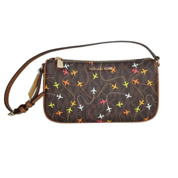 Michael Kors Jet Set Airplane Print Pouchette Bag - Picture 1 of 3